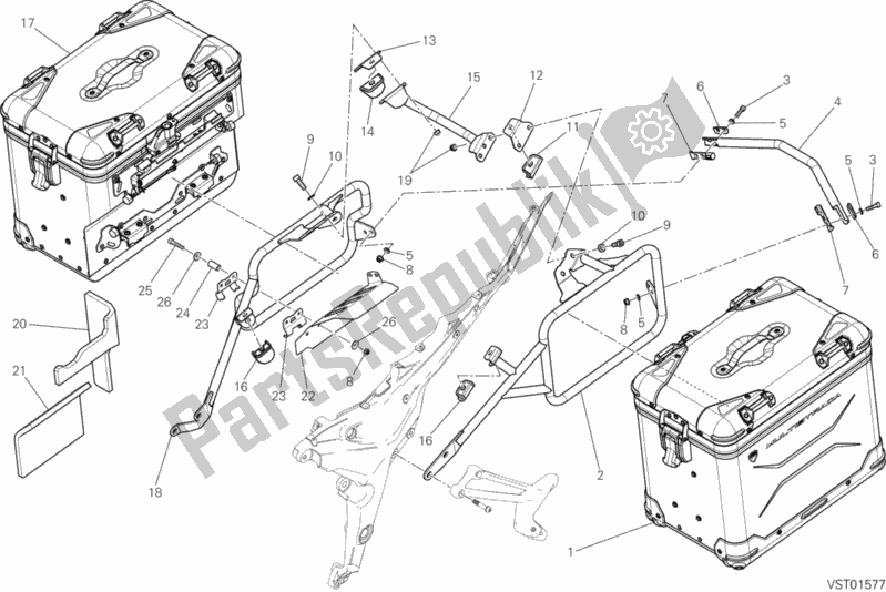 Toutes les pièces pour le Sacoches Latérales du Ducati Multistrada 1200 Enduro Touring 2017